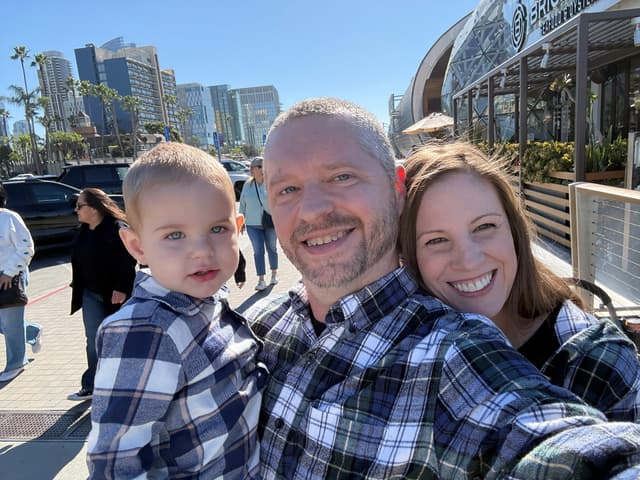 Jon, Jen, and Lucas Barrett — family photo