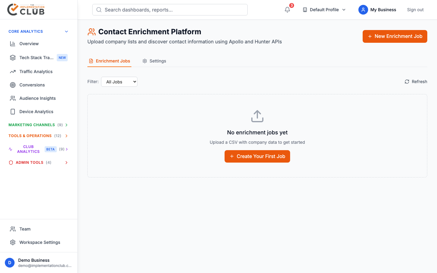 contact-enrichment dashboard screenshot
