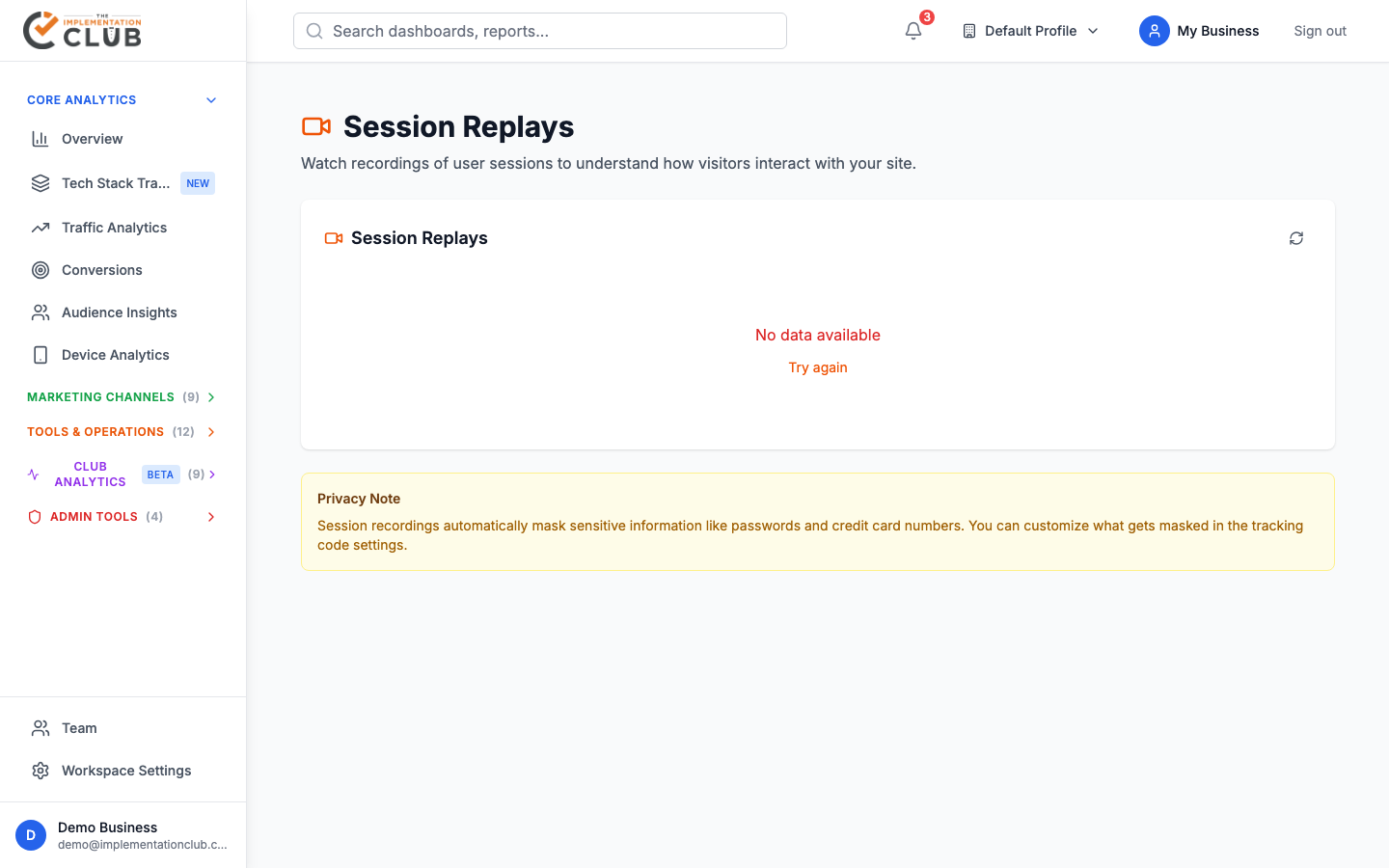 session-replays dashboard screenshot